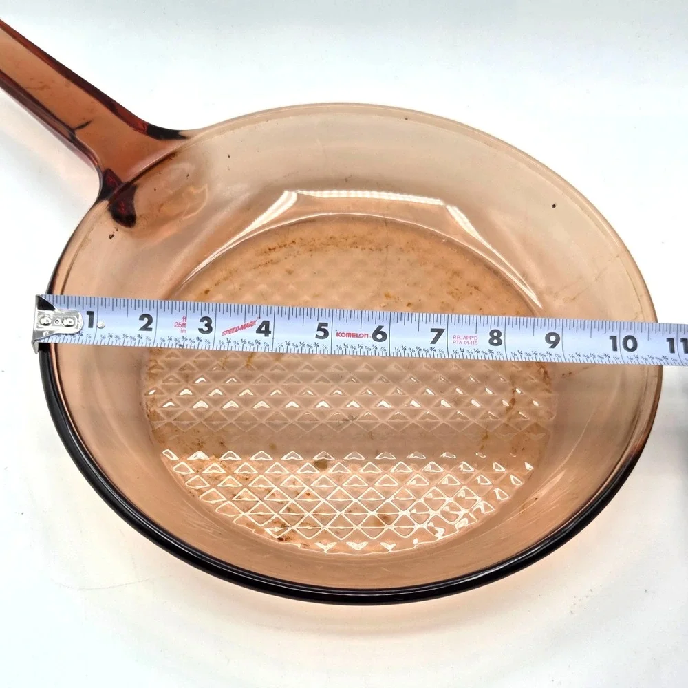 Vision Corning Ware Waffle Bottom 10.5 Inch Amber Glass Frying Pan Skillet